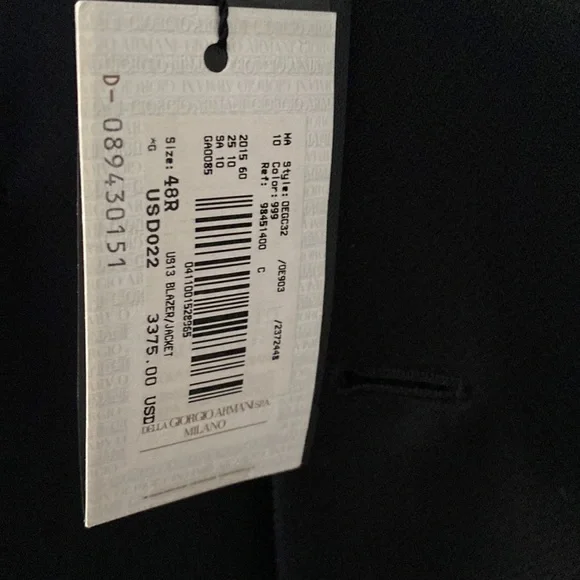 new with tags Giorgio Armani 48 regular men’s jacket 38 EU signature dark blue